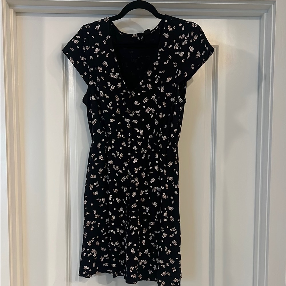 Roxy Black and White Floral Flutter Sleeve Sundress